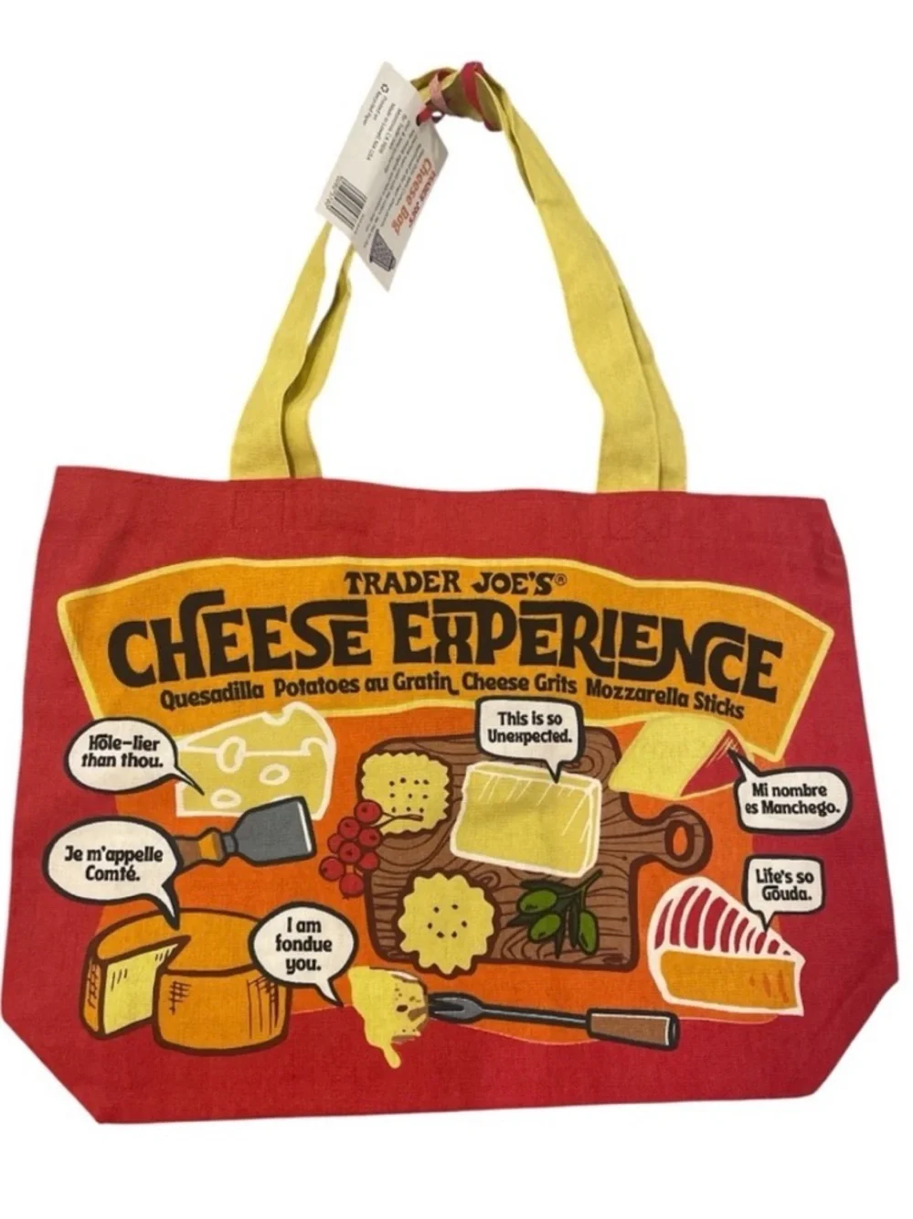Trader Joe's Cheese Bag Tote - Yellow & Orange Print - Picture 4 of 4